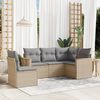 vidaXL Set Divano da Giardino 5 pz con Cuscini Beige in Polyrattan