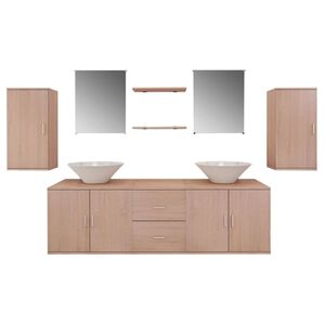 vidaXL Set Mobili da Bagno con Lavabo 9 pz Beige