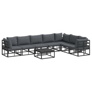 vidaXL Set Divano da Giardino 8 pz Nero Alluminio