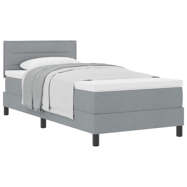 vidaXL Letto a molle con materasso Grigio chiaro 90 x 190 cm Tessuto