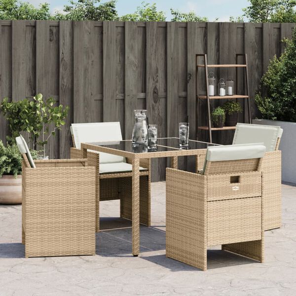 vidaXL Sedie da Giardino con Cuscini 4 pz Beige in Polyrattan