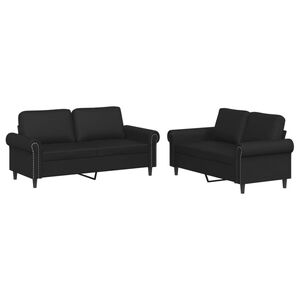 vidaXL Set di Divani 2 pz con Cuscini Nero in Similpelle