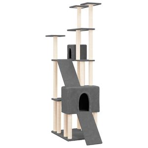 vidaXL Albero per Gatti con Tiragraffi in Sisal Grigio Scuro 190 cm