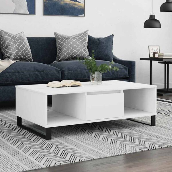 vidaXL Tavolino da Salotto Bianco 104x60x35 cm in Legno Multistrato
