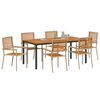 vidaXL Set da Pranzo per Giardino 7 pcs Beige 180 x 90 x 75 cm