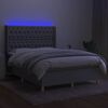 vidaXL Letto a Molle Materasso e LED Grigio Chiaro 140x190 cm Tessuto