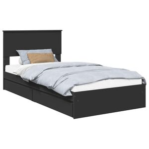 vidaXL Letto con Contenitore Nero 100 x 200 cm Legno multistrato