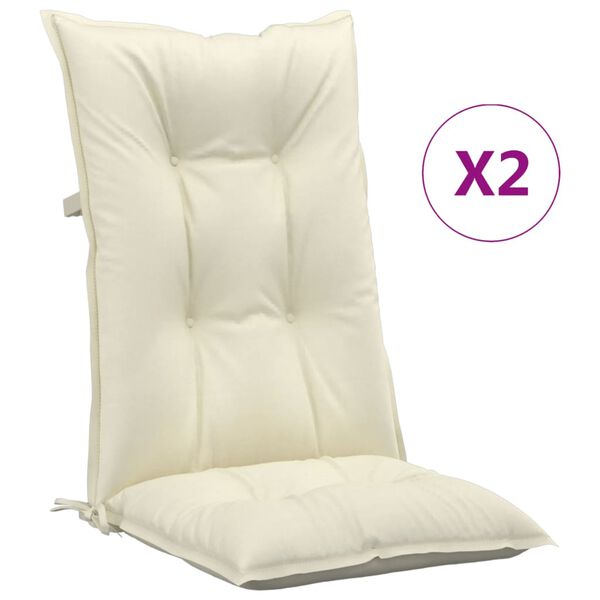 vidaXL Cuscini per Sedie 2 pz Crema 120x50x7 cm in Tessuto
