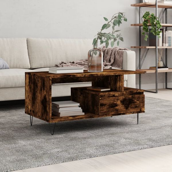 vidaXL Tavolino da Salotto Rovere Fumo 90x49x45 cm Legno Multistrato