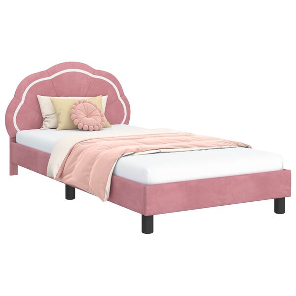 vidaXL Struttura letto bambini con testata Rosa 90 x 200 cm Velluto