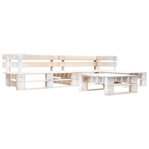 vidaXL Set Divani da Giardino su Pallet 4 pz in Legno Bianco