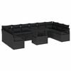 vidaXL Set Divano da Giardino 11 pz 10-Numero di posti Nero polyrattan