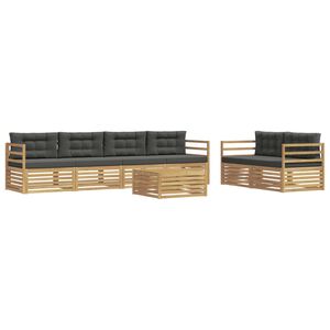 vidaXL Set di divani da esterno 7 pz Bianco e Antracite Poliestere