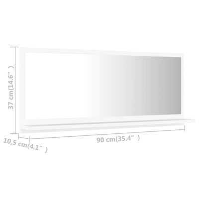 vidaXL Specchio da Bagno Bianco 90x10,5x37 cm in Legno Multistrato