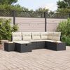 vidaXL Set Divano da Giardino con cuscino 6 pcs Nero polyrattan