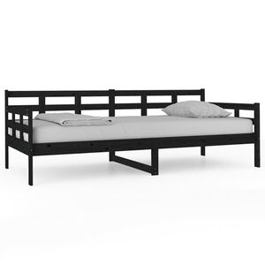 vidaXL Dormeuse Nera in Legno Massello di Pino 90x200 cm