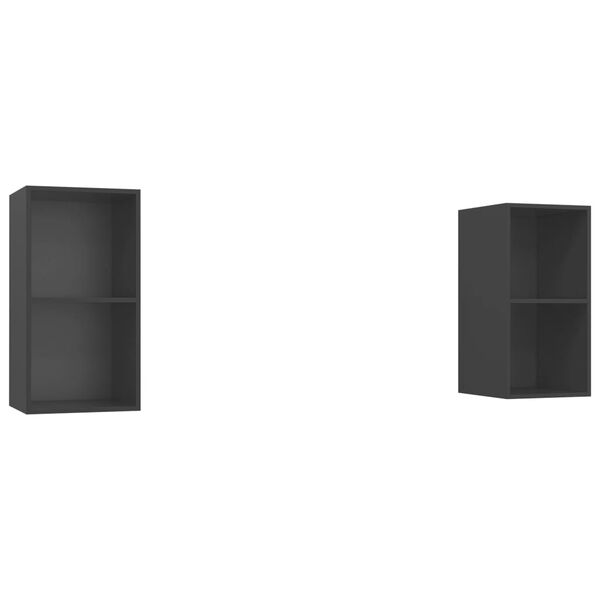 vidaXL Mobile TV a Parete 2 pz Grigio in Truciolato