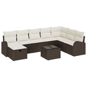 vidaXL Set di divani con cuscino Marrone e crema polyrattan