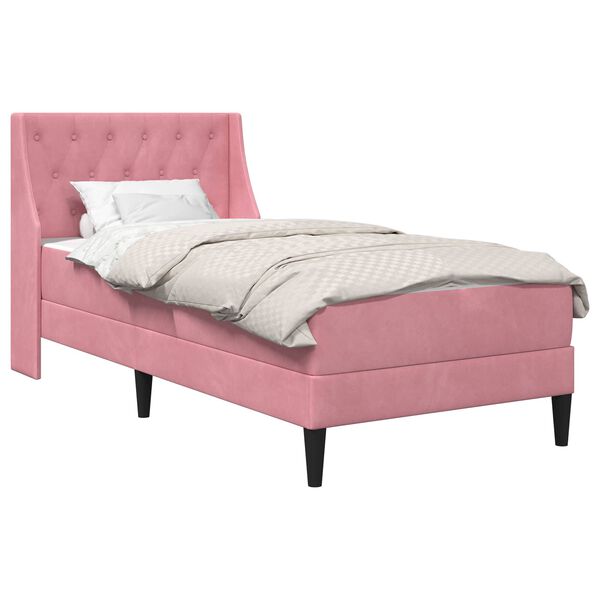 vidaXL Struttura letto con materasso Rosa 90 x 200 cm Velluto