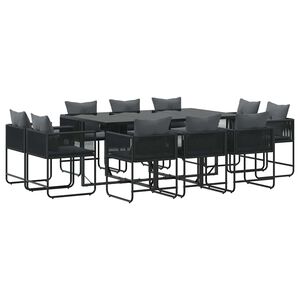 vidaXL Set da Pranzo per Giardino 11 pcs Nero Acciaio