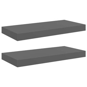 vidaXL Scaffali a Parete 2 pz Grigio Lucido 50x23,5x3,8 cm in MDF