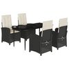 vidaXL Set da Pranzo da Giardino 5 pz Nero con Cuscini in Polyrattan