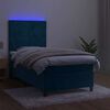 vidaXL Letto a Molle con Materasso e LED Blu Scuro 100x200 cm