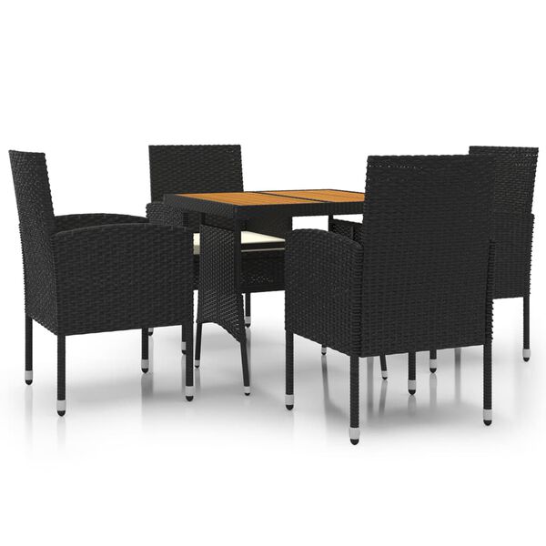 vidaXL Set da Pranzo per Giardino 5 pz in Polyrattan Nero