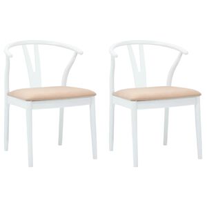 vidaXL Sedia da pranzo 2 pcs Bianco e marrone Legno di gomma solido