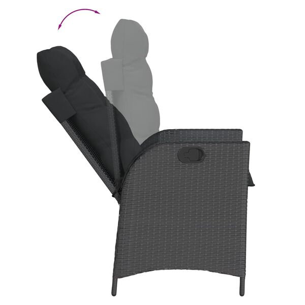 vidaXL Set da Pranzo da Giardino 7 pz Nero con Cuscini in Polyrattan