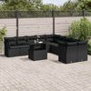 vidaXL Set Divani da Giardino 11 pz con Cuscini in Polyrattan Nero