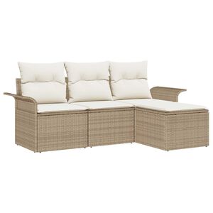 vidaXL Set di divani con cuscino 4 pcs Beige polyrattan