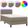 vidaXL Letto a Molle con Materasso e LED Tortora 80x200 cm in Tessuto