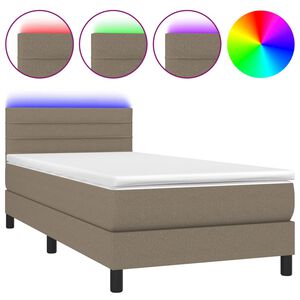 vidaXL Letto a Molle con Materasso e LED Tortora 80x200 cm in Tessuto