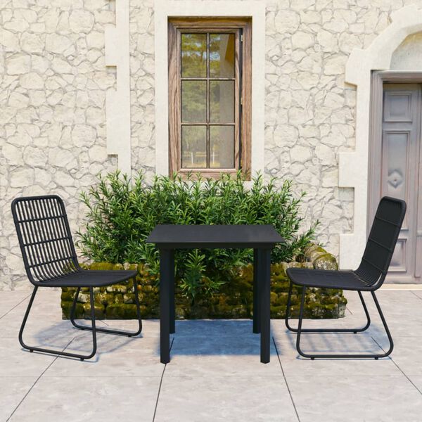 vidaXL Set da Pranzo da Giardino 3 pz in Polyrattan e Vetro