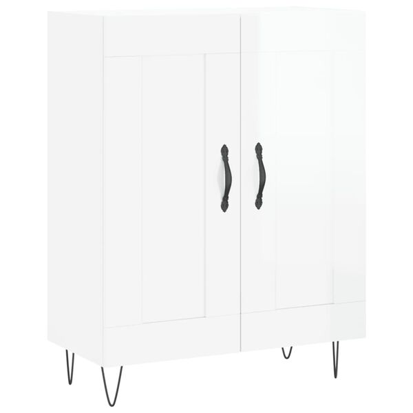 vidaXL Credenza 69,5x34x90 cm in Legno Multistrato Bianco Lucido