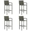 vidaXL Sgabelli da Bar 4 pz in Polyrattan Grigio