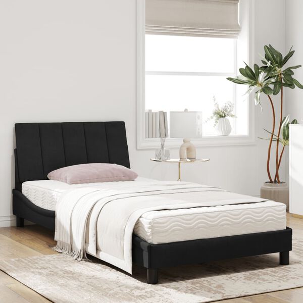 vidaXL Letto con Materasso Hanko Nero 100x200 cm in Velluto