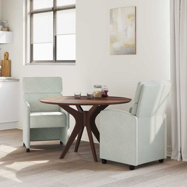 vidaXL Sedie da Pranzo con Ruote 2 pcs Grigio chiaro 58 x 65 x 98 cm