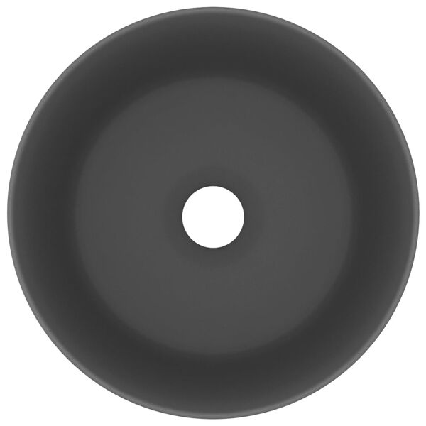 vidaXL Lavandino Lusso Rotondo Grigio Scuro Opaco 40x15 cm in Ceramica