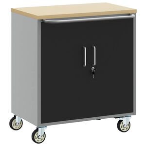 vidaXL Carrello da lavoro a rulli Nero e Grigio 75 x 45 x 85 cm
