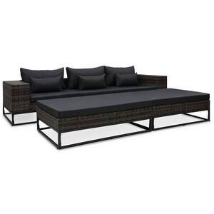 vidaXL Set Divani da Giardino 5 pz con Cuscini in Polyrattan Grigio
