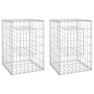 vidaXL Cesti a Gabbione a Torre 2 pz 40x40x60 cm in Ferro