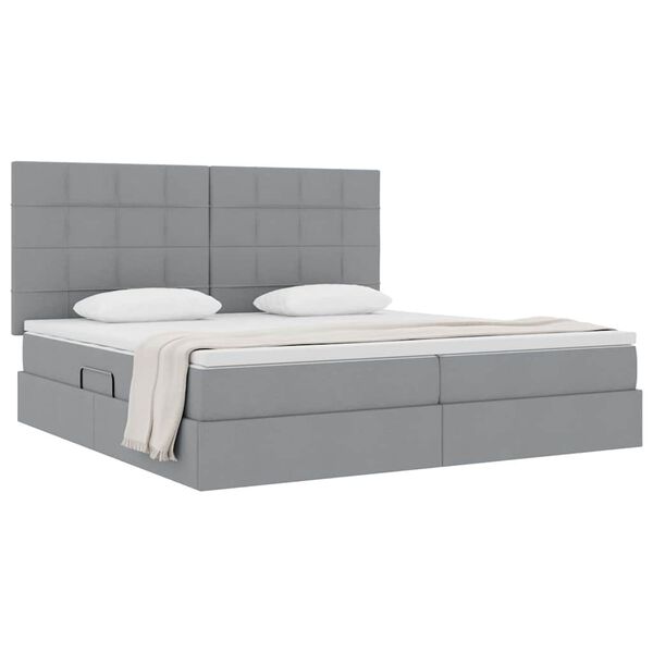 vidaXL Letto con contenitore e materasso Grigio chiaro 200 x 200 cm