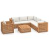 vidaXL Set Divani da Giardino 7 pz con Cuscini Crema in Legno di Teak