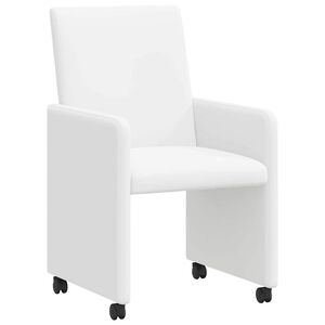 vidaXL Sedie da Pranzo con Ruote 2 pz Pelle sintetica Bianco