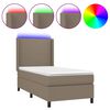 vidaXL Letto a Molle con Materasso e LED Tortora 90x200 cm in Tessuto
