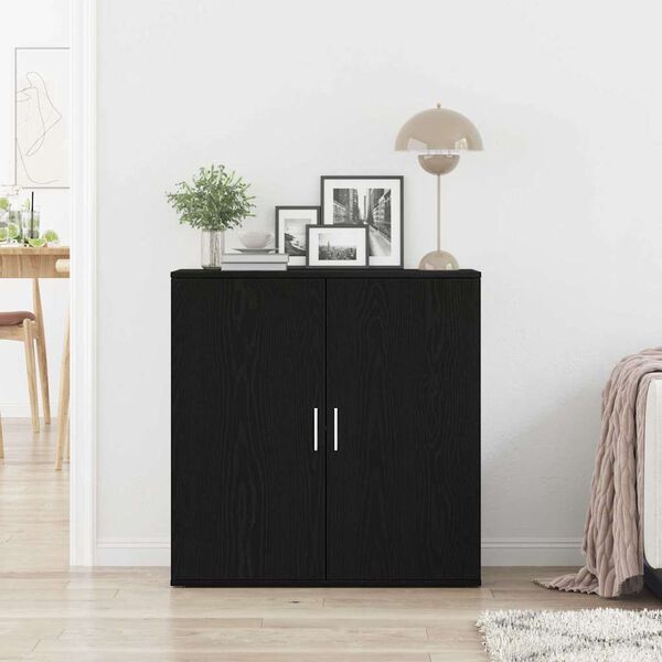 vidaXL Credenza Rovere Nero 79 x 38 x 80 cm Legno multistrato