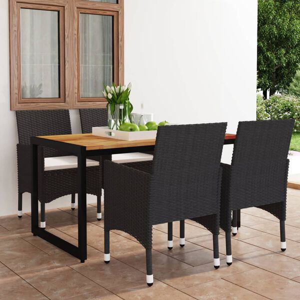 vidaXL Set Mobili da Pranzo per Giardino 5 pz Nero