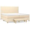 vidaXL Giroletto a Molle con Materasso Crema 200x200 cm in Tessuto